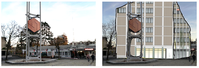 fotomontage dorfplatz vorher und nachcher.